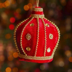 KAEMINGK Suspension de Noël (H10 cm) Couronne velours Rouge Discount