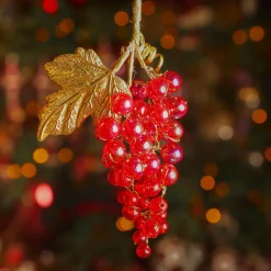 KAEMINGK Suspension de Noël (H11 cm) Grappe givré et or Rouge Hot