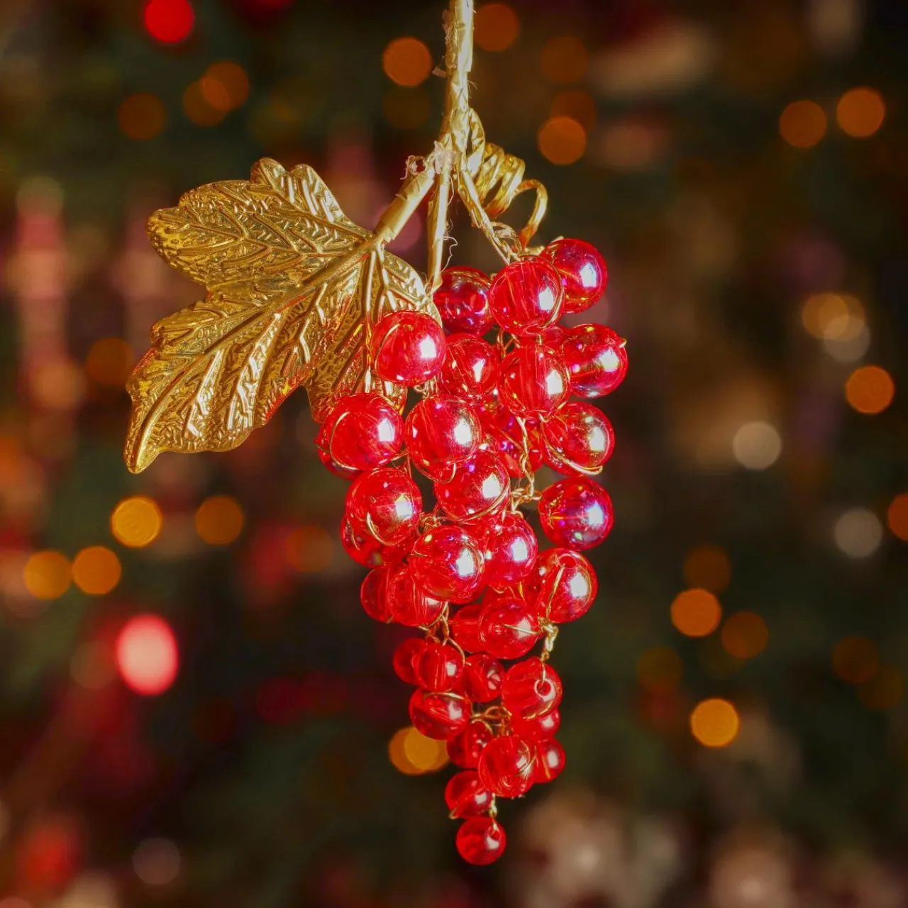 KAEMINGK Suspension de Noël (H11 cm) Grappe givré et or Rouge Hot