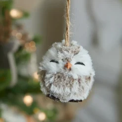 KAEMINGK Suspension de Noël (H6 cm) Hibou d'hiver Fourrure e Gris Best