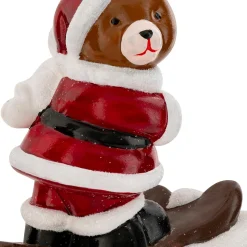 JJA Suspension de Noël (H9 cm) Ourson skieur en folie Multicolore