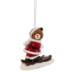 JJA Suspension de Noël (H9 cm) Ourson skieur en folie Multicolore