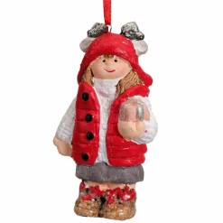 KAEMINGK Suspension de Noël terre cuite (H8 cm) Chérubine Rouge Clearance