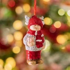 KAEMINGK Suspension de Noël terre cuite (H8 cm) Chérubin Rouge Outlet