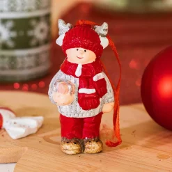 KAEMINGK Suspension de Noël terre cuite (H8 cm) Chérubin Rouge Outlet