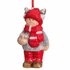 KAEMINGK Suspension de Noël terre cuite (H8 cm) Chérubin Rouge Outlet