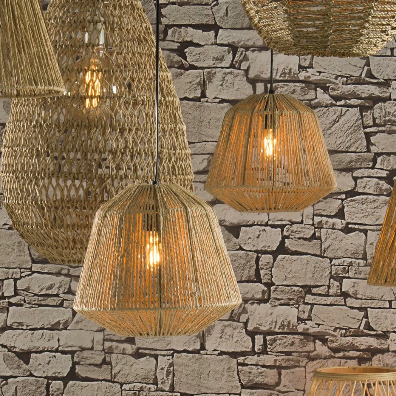 ATMOSPHERA Suspension en corde (D29 cm) Ethnik Naturel New