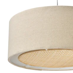 OSTARIA Suspension lin et bambou (D35 cm) Ambre Beige Best