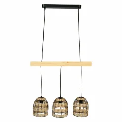 OSTARIA Suspension lumineuse bambou 3 douilles (L60 cm) Domo Naturel Discount