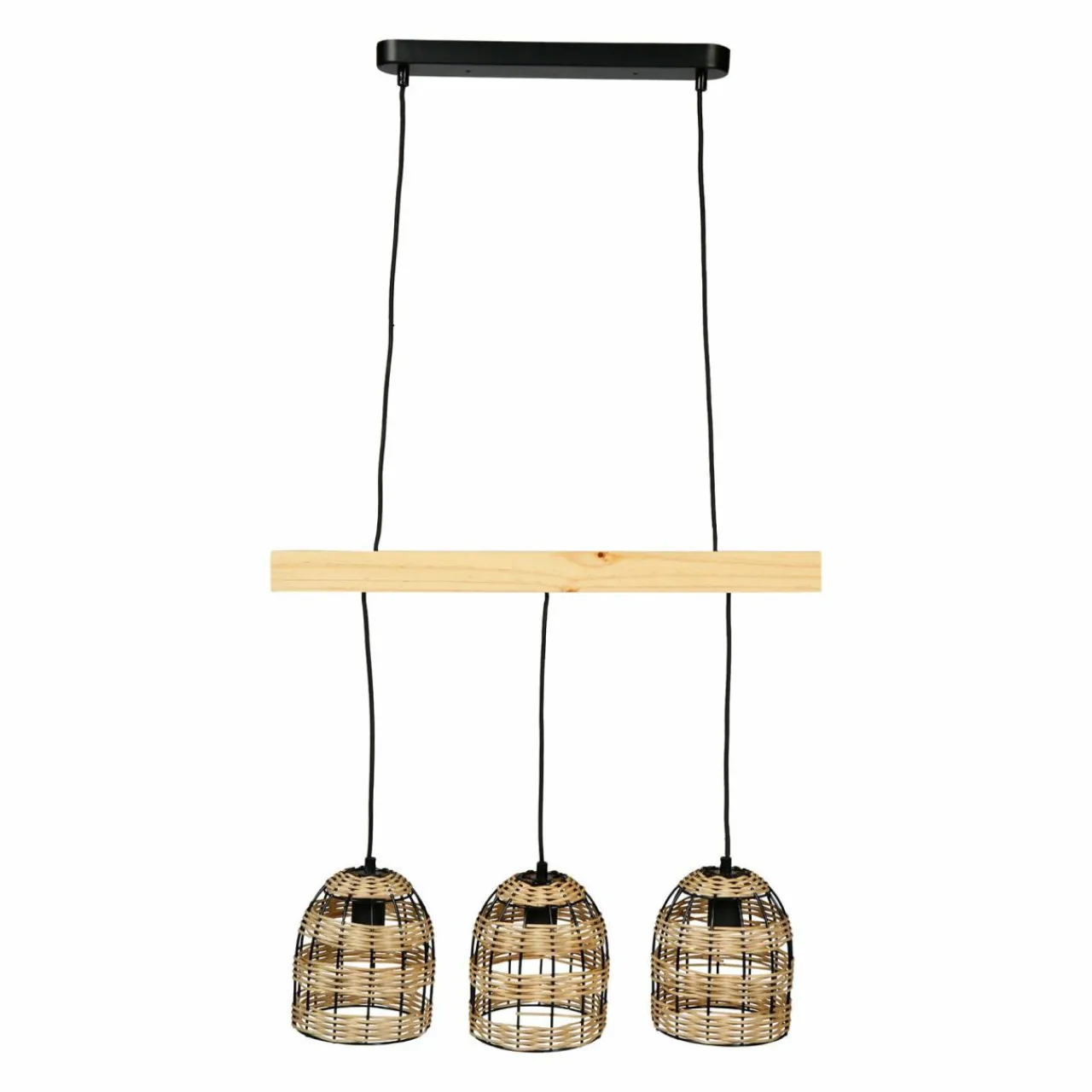 OSTARIA Suspension lumineuse bambou 3 douilles (L60 cm) Domo Naturel Discount