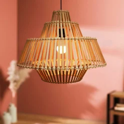 EMINZA Suspension lumineuse design en bambou (D50 cm) Cabrera Naturel Discount