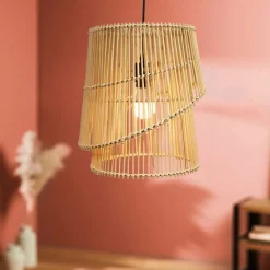 EMINZA Suspension lumineuse design en bambou (H36 cm) Alicante Naturel Best
