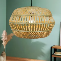 EMINZA Suspension lumineuse en bambou ajouré (D50 cm) Manresa Naturel Discount