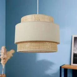OSTARIA Suspension lumineuse en rotin (D40 cm) Solara Beige New