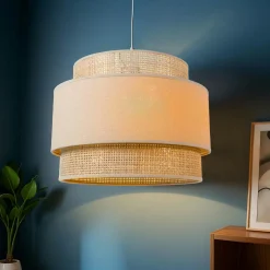 OSTARIA Suspension lumineuse en rotin (D40 cm) Solara Beige New