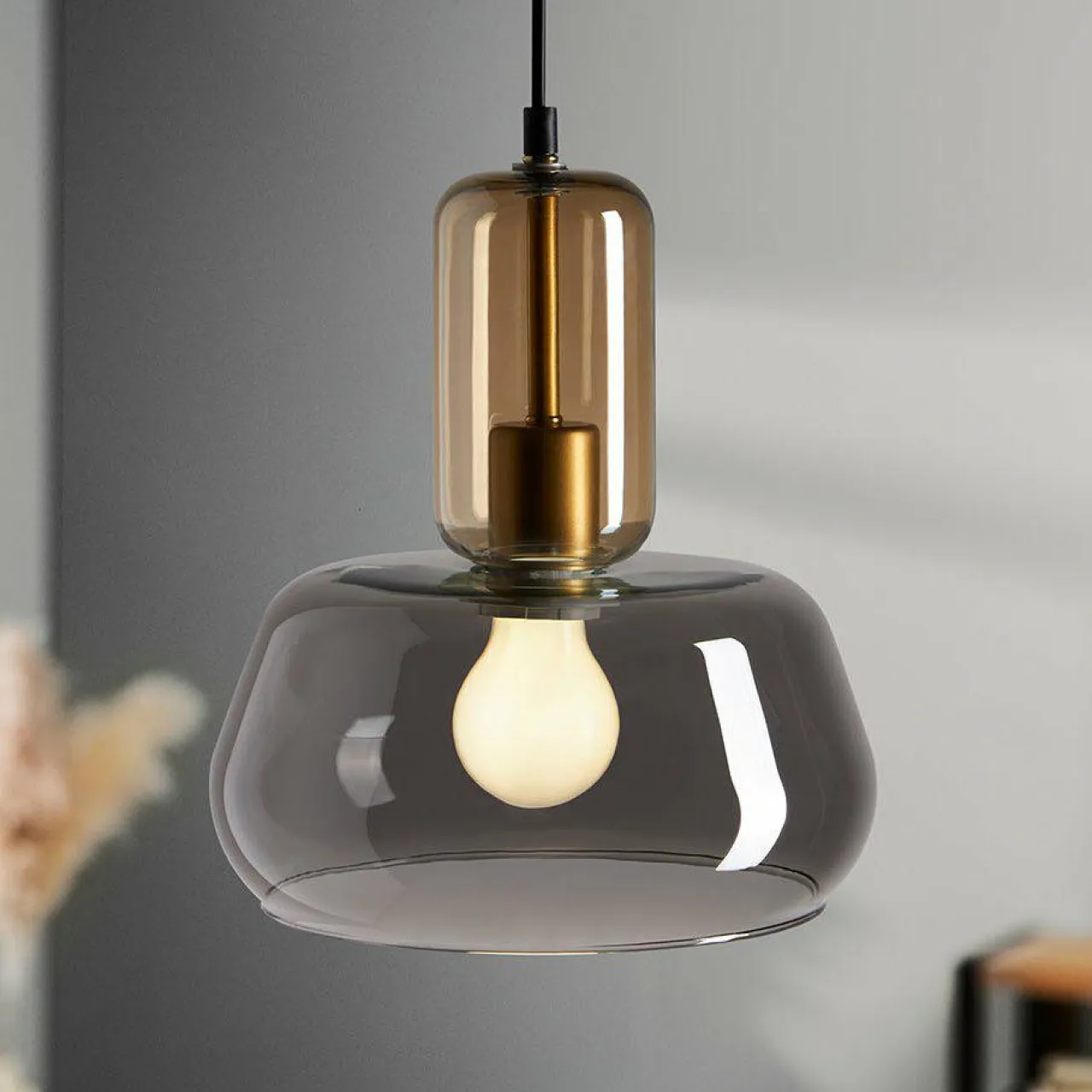 OSTARIA Suspension lumineuse en verre (D24 cm) Dulcia Noir Online