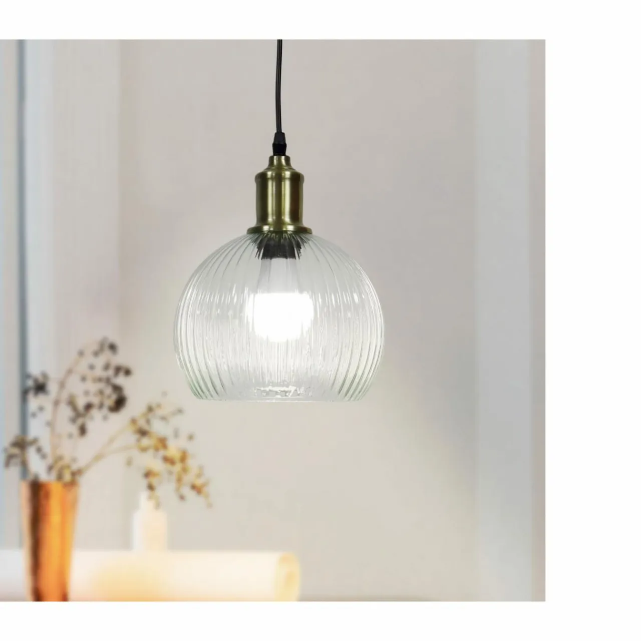 EMINZA Suspension lumineuse en verre (D20 cm) Velden Transparent Hot
