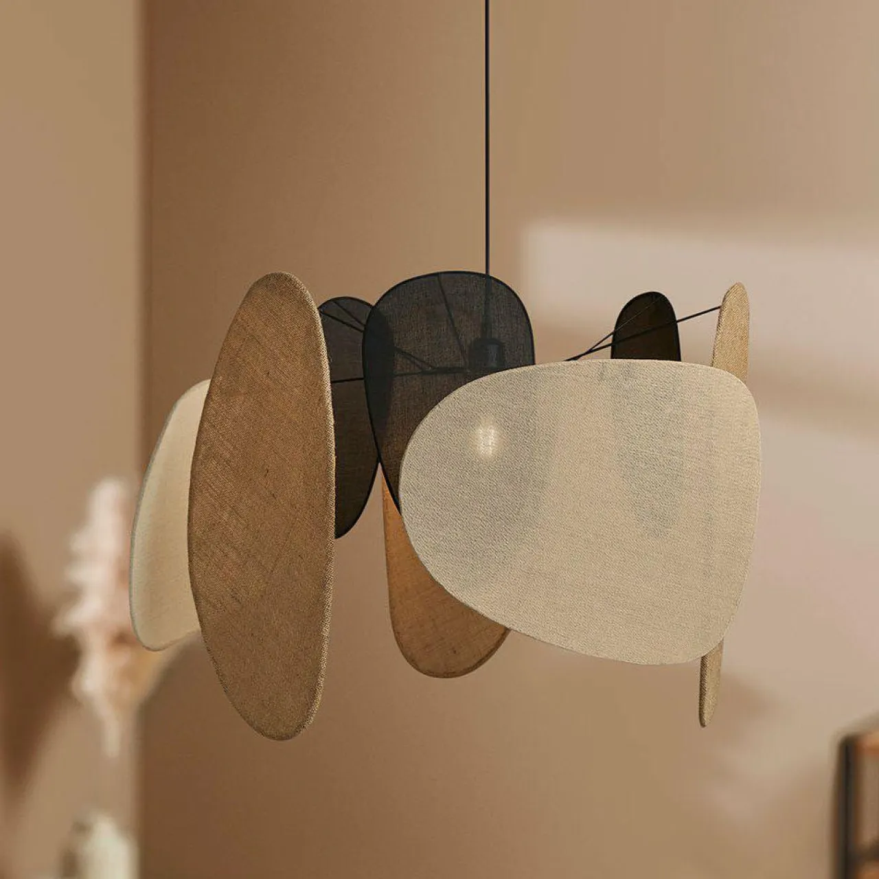 OSTARIA Suspension lumineuse jute et lin (D66 cm) Filo Beige Clearance