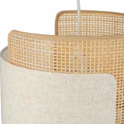 OSTARIA Suspension lumineuse lin et bambou (D28,5 cm) Bourgeon Beige Online