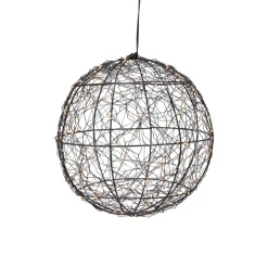 KOOPMAN Suspension lumineuse 300 micro LED (D25 cm) Lueur Polaire Noir et Blanc chaud Best