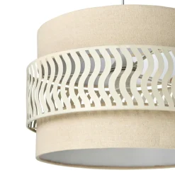 OSTARIA Suspension lumineuse métal et tissu (D34 cm) Oyona Beige Clearance