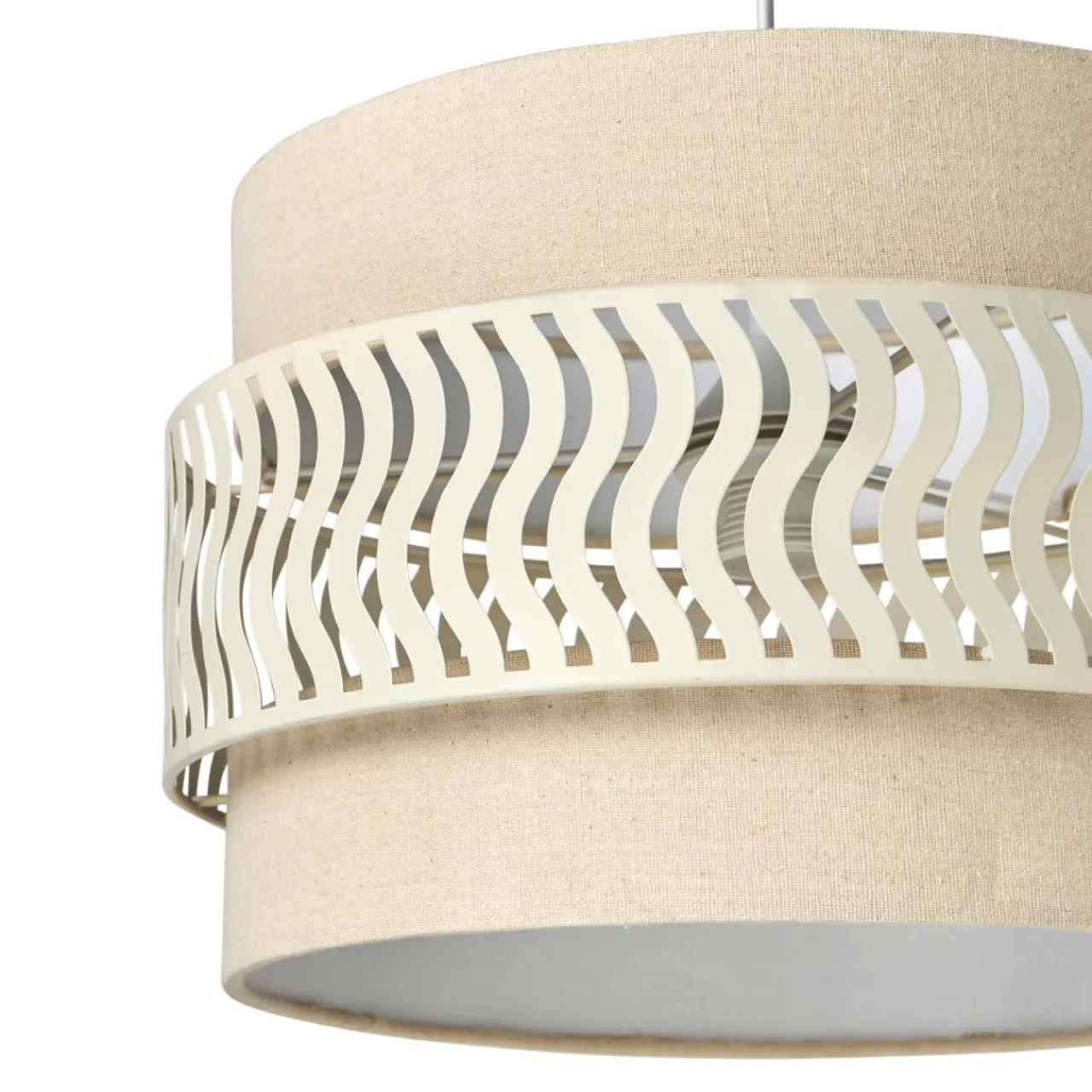 OSTARIA Suspension lumineuse métal et tissu (D34 cm) Oyona Beige Clearance