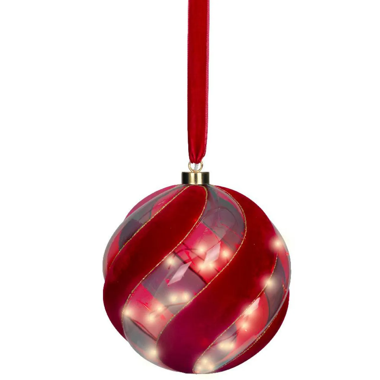 KAEMINGK Suspension lumineuse à piles 40 LED (D20 cm) Boule de Venezia Rouge Clearance