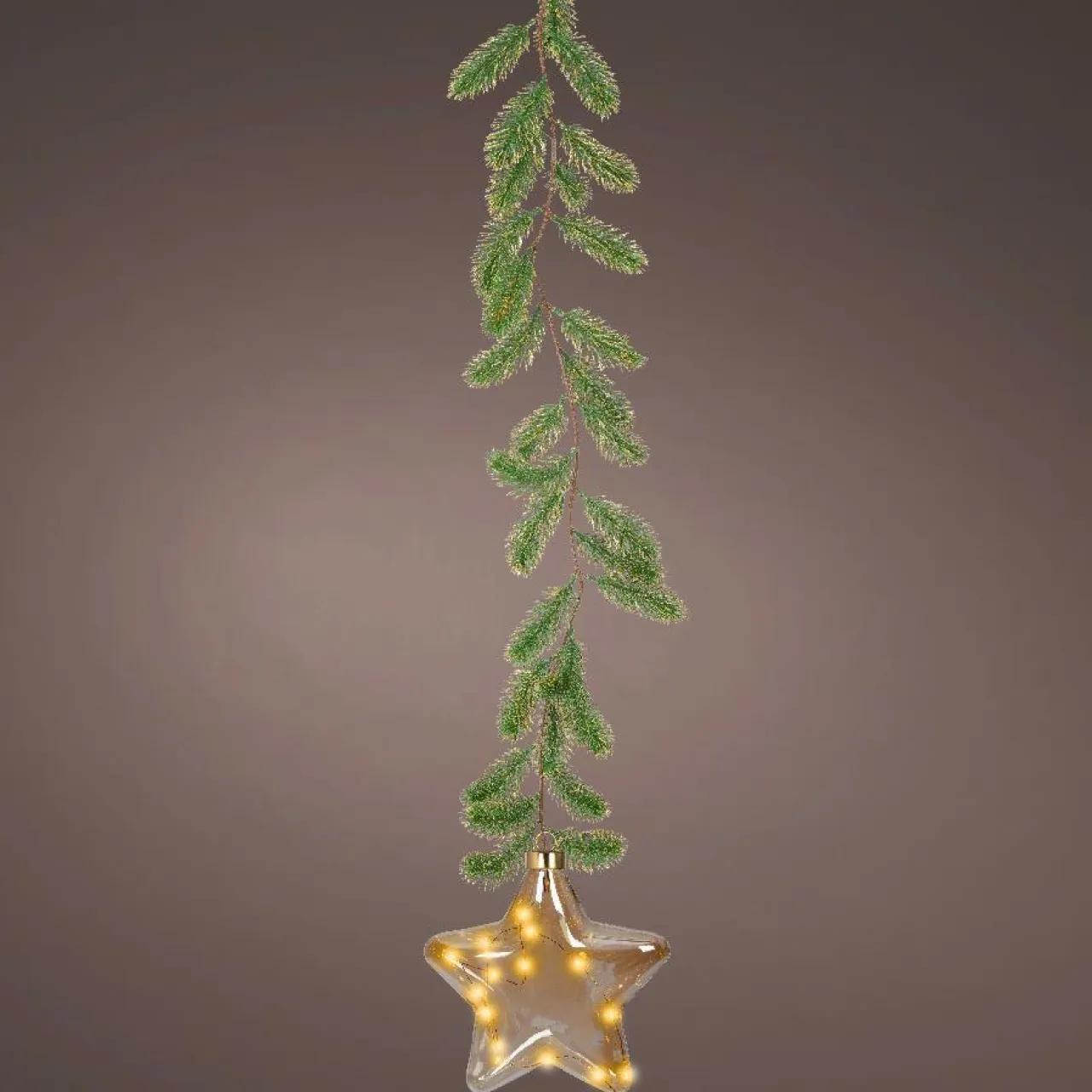 KAEMINGK Suspension lumineuse à piles 15 LED (H20 cm) Sapinette et Etoile Blanc chaud Clearance