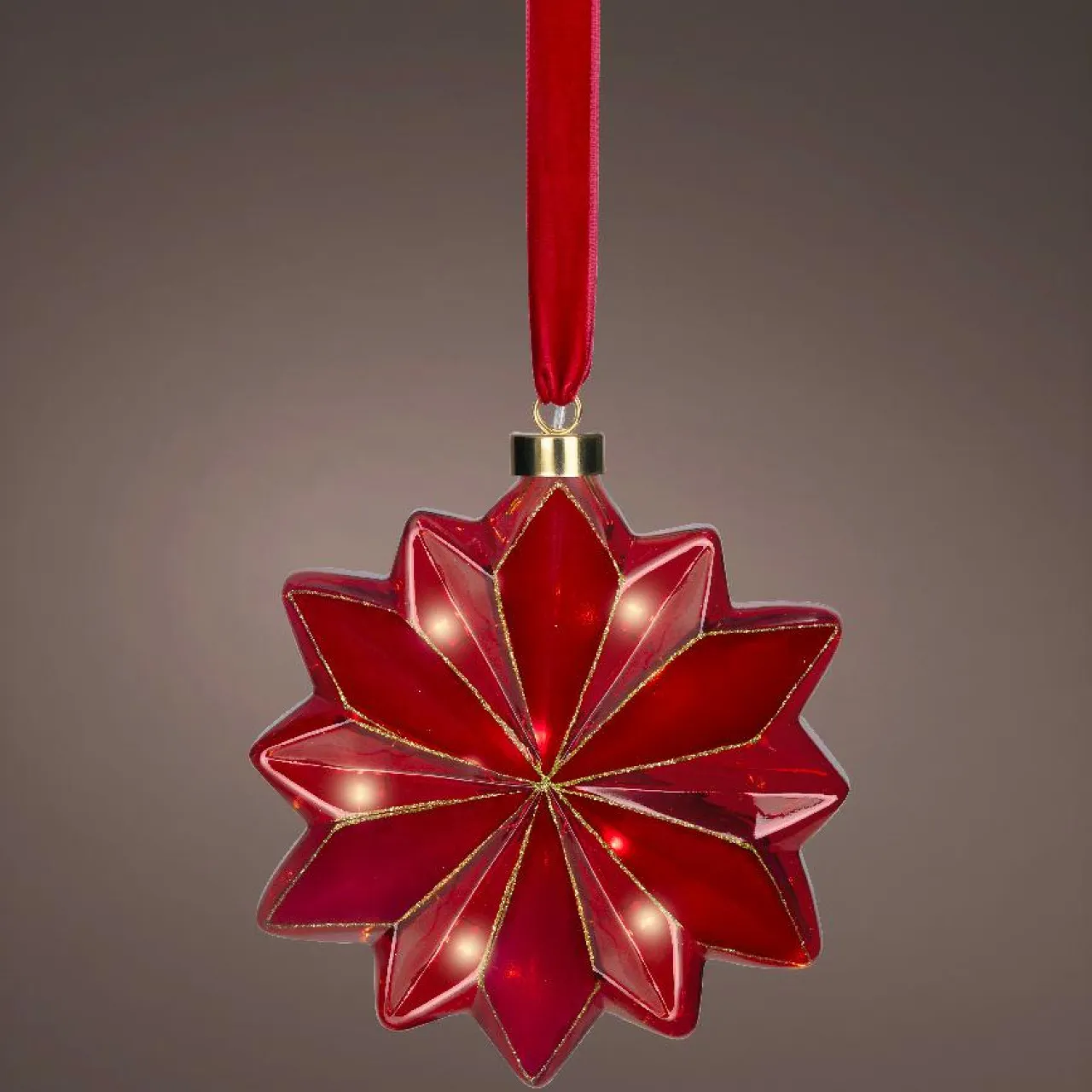 KAEMINGK Suspension lumineuse à piles 15 LED (D19 cm) Fleur de Venezia Rouge Sale