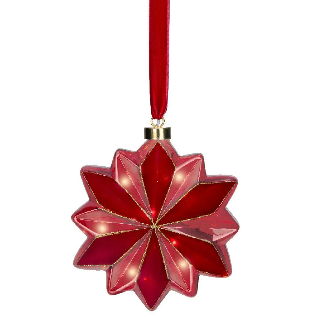 KAEMINGK Suspension lumineuse à piles 15 LED (D19 cm) Fleur de Venezia Rouge Sale