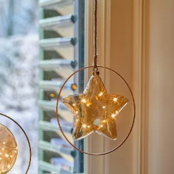 KAEMINGK Suspension lumineuse à piles 15 LED (D26 cm) Étoile d’Hiver /blanc chaud Ambre Hot