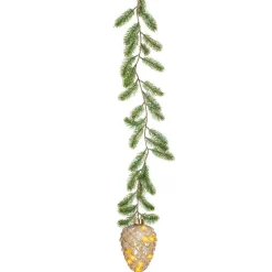 KAEMINGK Suspension lumineuse à piles 15 LED (H21 cm) Sapinette et Pomme de pin Blanc chaud Clearance