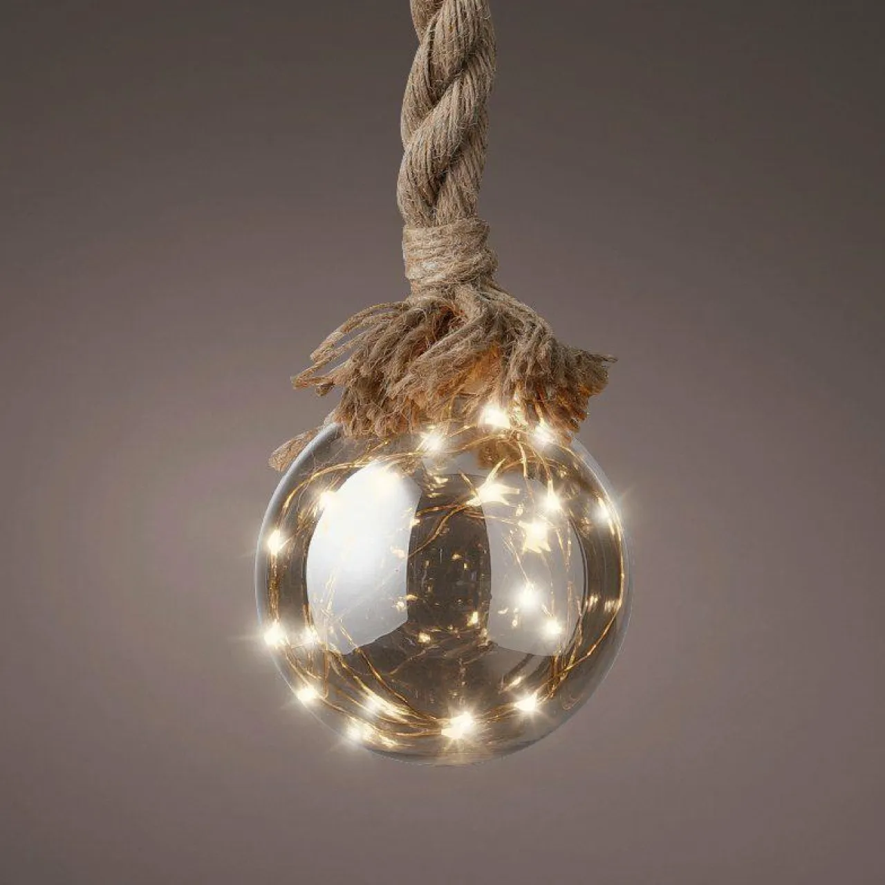 KAEMINGK Suspension lumineuse à piles 30 LED (D14 cm) Boule de Noël ambrée Blanc chaud Ambre Clearance