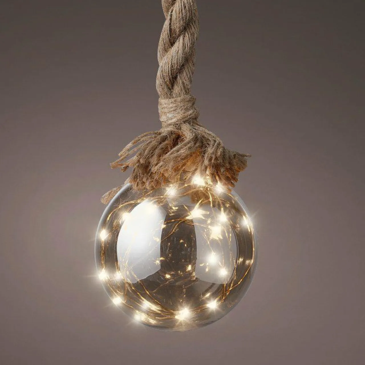 KAEMINGK Suspension lumineuse à piles 30 LED (D14 cm) Boule de Noël ambrée Blanc chaud Ambre Clearance