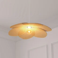 Atmosphera, cru017dateur d'intu017drieur Suspension lumineuse pétales bambou (D62 cm) Rym Naturel Discount