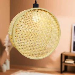 EMINZA Suspension lumineuse ronde en bambou (D40 cm) Oraya Naturel Outlet