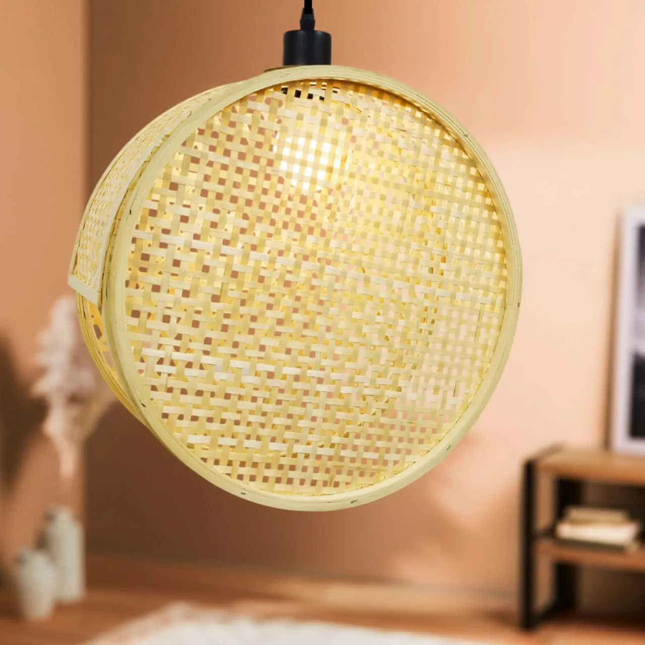 EMINZA Suspension lumineuse ronde en bambou (D40 cm) Oraya Naturel Outlet
