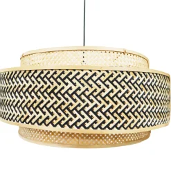 EMINZA Suspension lumineuse ronde en bambou (D53 cm) Oviedo et naturel Noir New