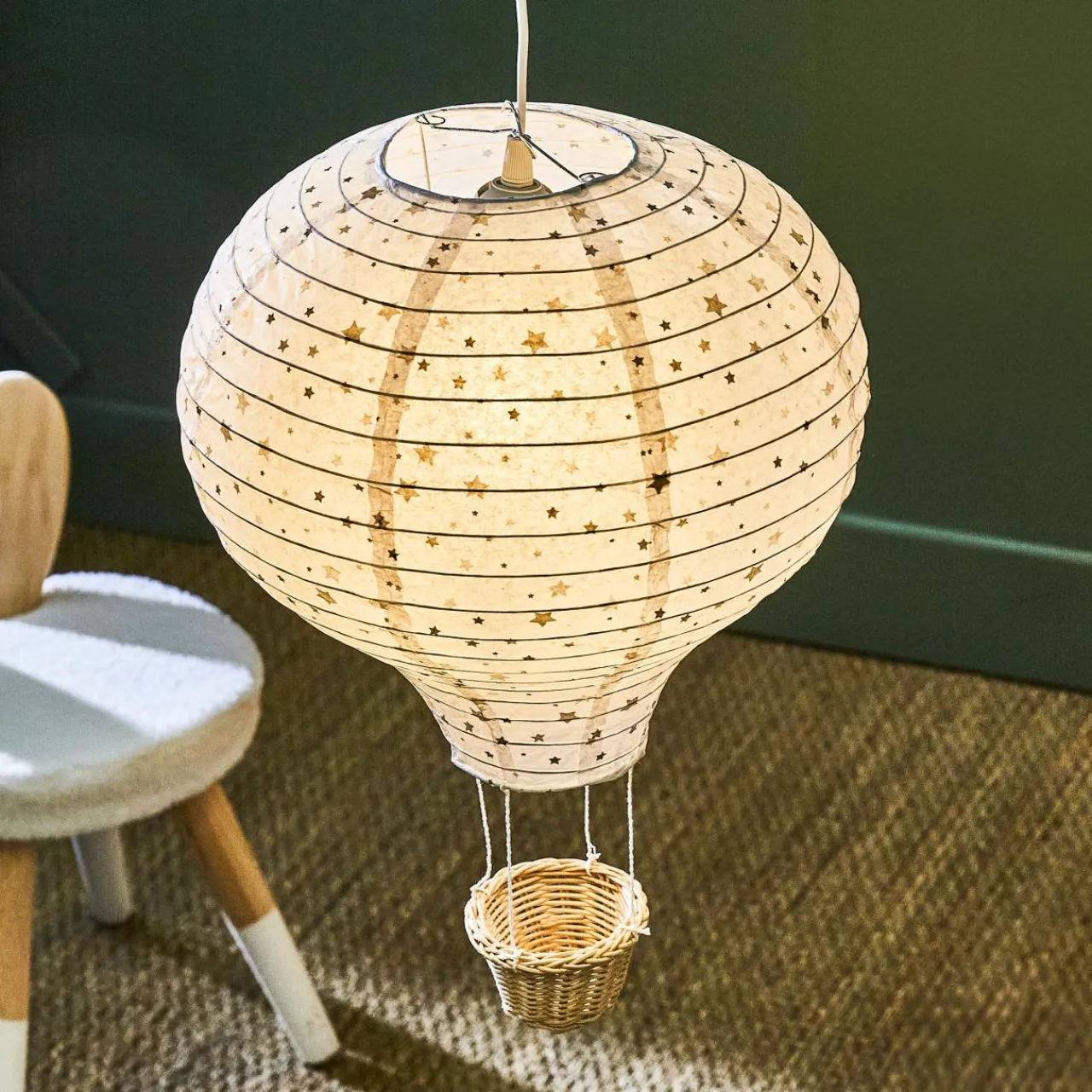 OSTARIA Suspension Montgolfière papier (D30 cm) Stars Multicolore