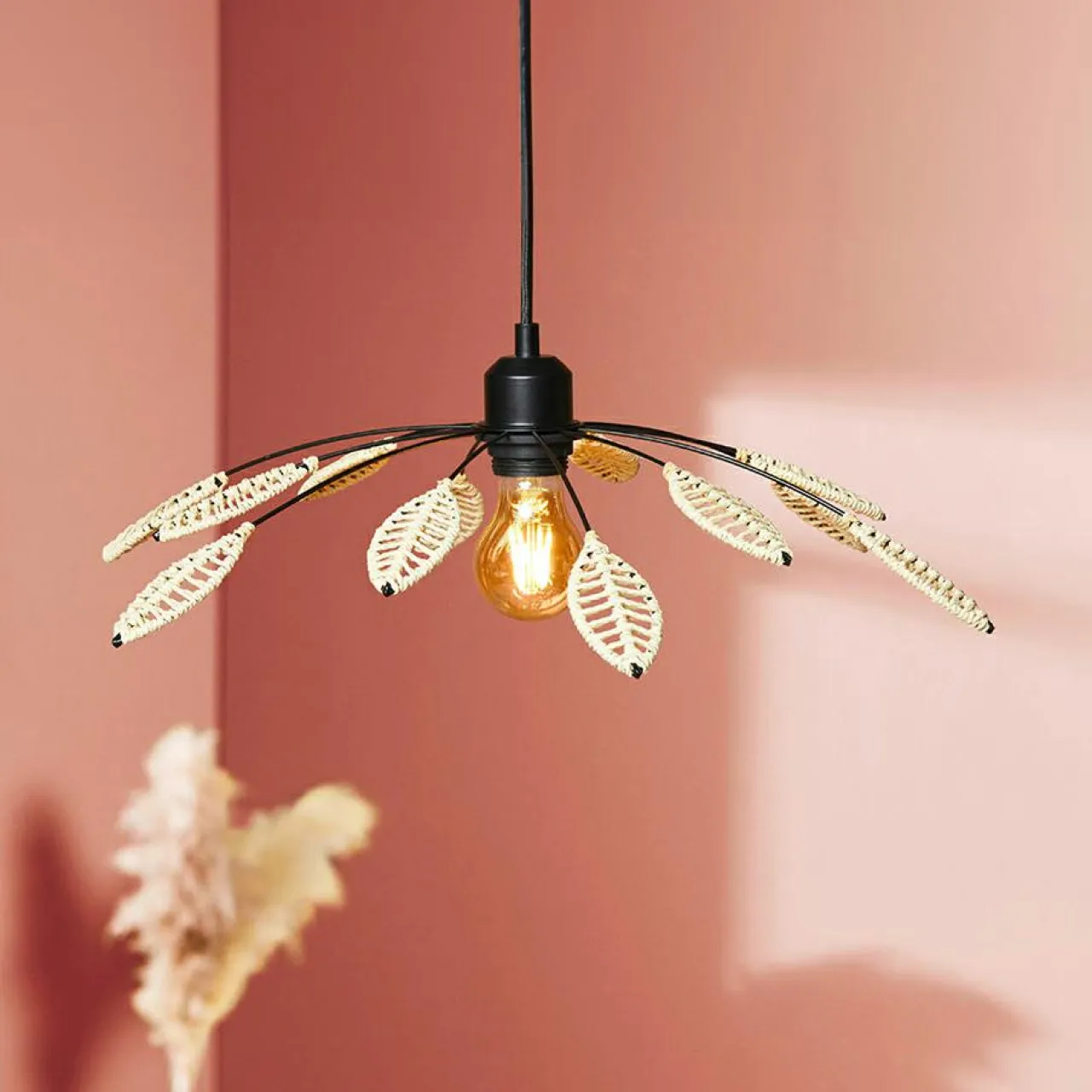 OSTARIA Suspension métal et pétales (D50 cm) Til et beige Noir Best