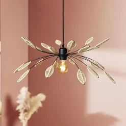 OSTARIA Suspension métal et pétales (D60 cm) Ellisse Beige New
