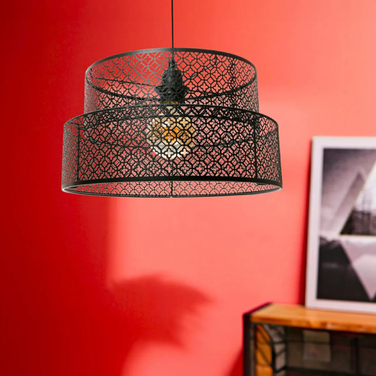 OSTARIA Suspension ronde métal marocaine (D34 cm) Gigogne Noir Clearance