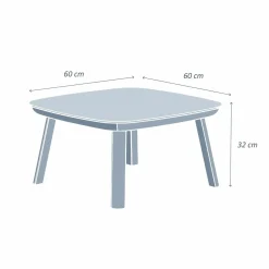 MOBELLIA Table basse de jardin carrée aluminium Amalfi Blanc New