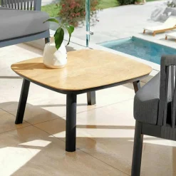 MOBELLIA Table basse de jardin carrée en aluminium Amalfi Gris Anthracite