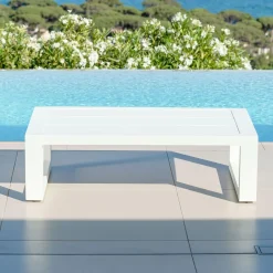 MOBELLIA Table basse de jardin rectangulaire en alumininum (120 x 72 cm) Elba Blanc Outlet