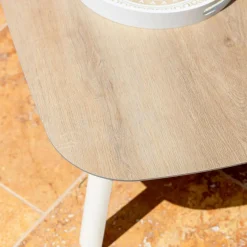 MOBELLIA Table basse de jardin rectangulaire aluminium Amalfi Blanc Hot