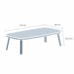 MOBELLIA Table basse de jardin rectangulaire en aluminium Amalfi Gris Anthracite Discount