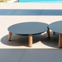 MOBELLIA Table basse de jardin ronde (D68 cm) Monte Carlo Gris Anthracite Best