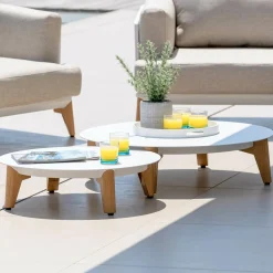 MOBELLIA Table basse de jardin ronde (D68 cm) Monte Carlo Blanc Online