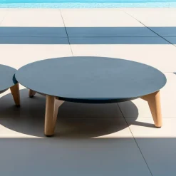 MOBELLIA Table basse de jardin ronde (D86 cm) Monte Carlo Gris Anthracite Hot